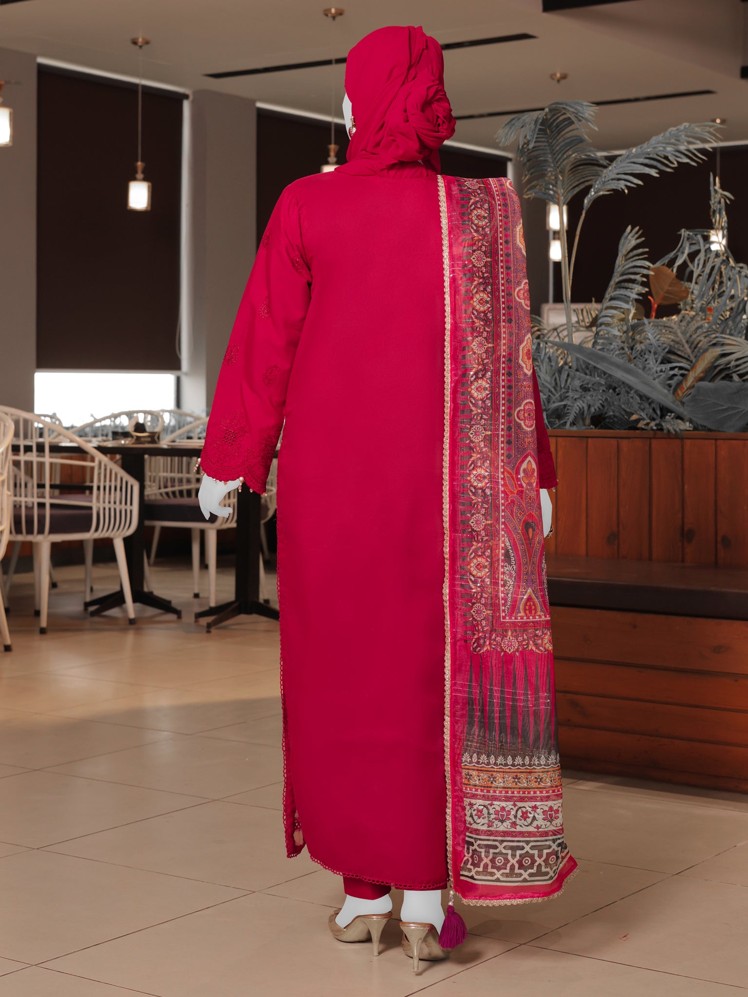 Pink Embroidered 3Pc Stitched Suit | PLS-24-7593