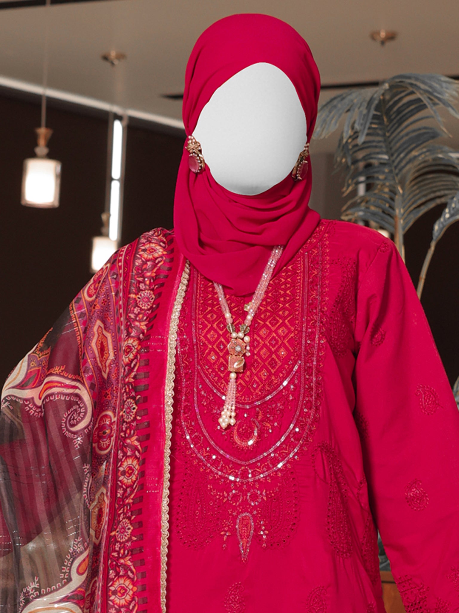 Pink Embroidered 3Pc Stitched Suit | PLS-24-7593