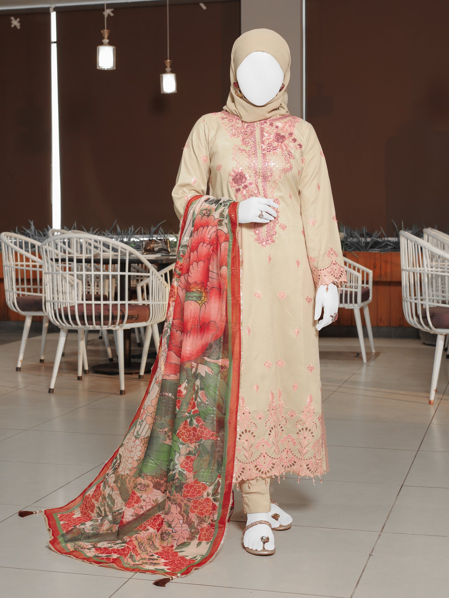 Fawn Embroidered 3Pc Stitched Suit | PLS-24-7594