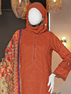 Rust Embroidered 3Pc Stitched Suit | PLS-24-7595