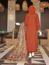 Rust Embroidered 3Pc Stitched Suit | PLS-24-7595