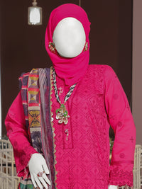 Pink Embroidered 3Pc Stitched Suit | PLS-24-7596