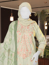 Green Embroidered 3Pc Stitched Suit | PLS-24-7598