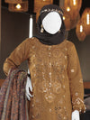 Brown Embroidered 3Pc Stitched Suit | PLS-24-7601