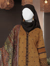 Brown Embroidered 3Pc Stitched Suit | PLS-24-7603