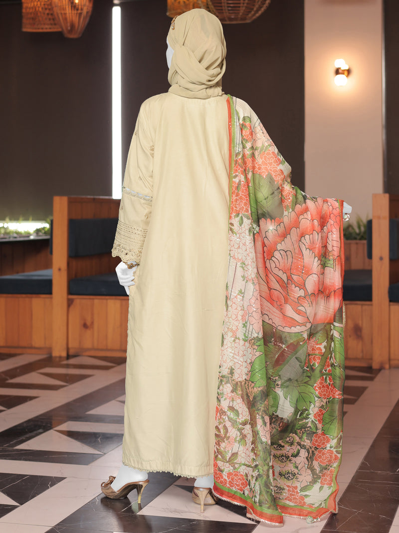 Fawn Embroidered 3Pc Stitched Suit | PLS-24-7606
