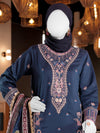 Blue Embroidered 3Pc Stitched Suit | PLS-24-7607