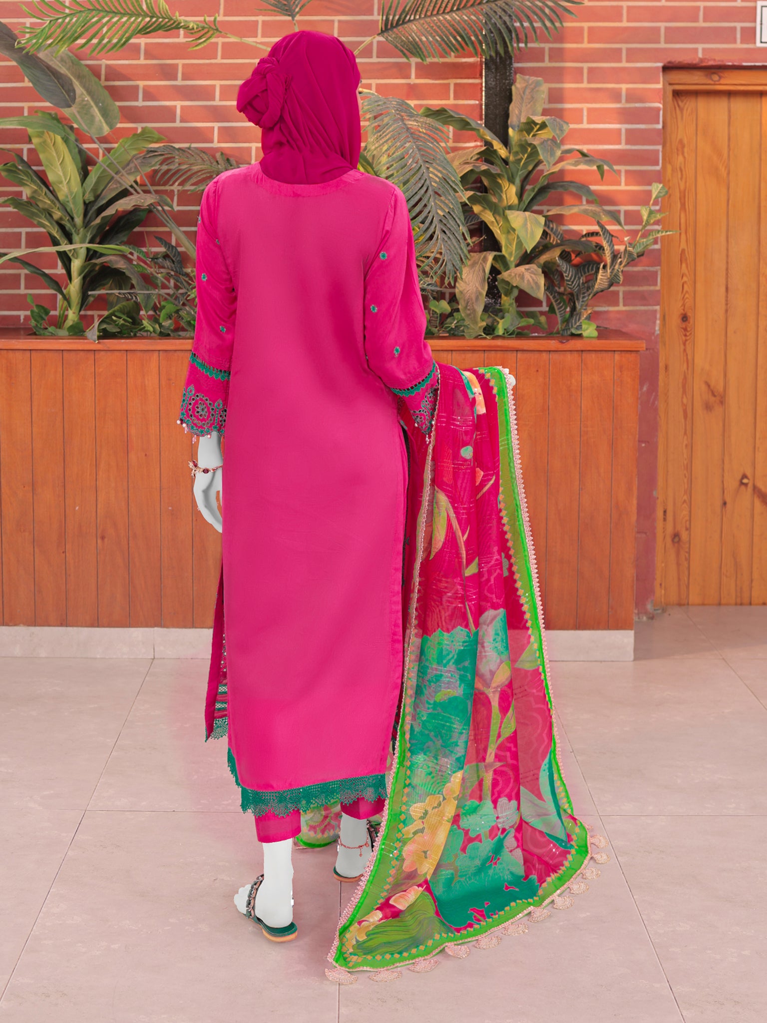 Pink Embroidered 3Pc Stitched Suit | PLS-24-7608