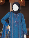 Blue Embroidered 3Pc Stitched Suit | PLS-24-7609