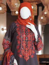 Blue Embroidered 3Pc Stitched Suit | PLS-24-7588
