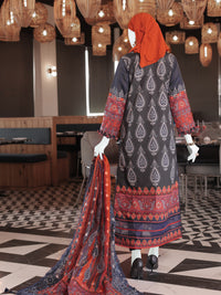 Blue Embroidered 3Pc Stitched Suit | PLS-24-7588