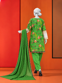 3Pc Stitched Lawn Embroidered Suit | PLS-24-1271B