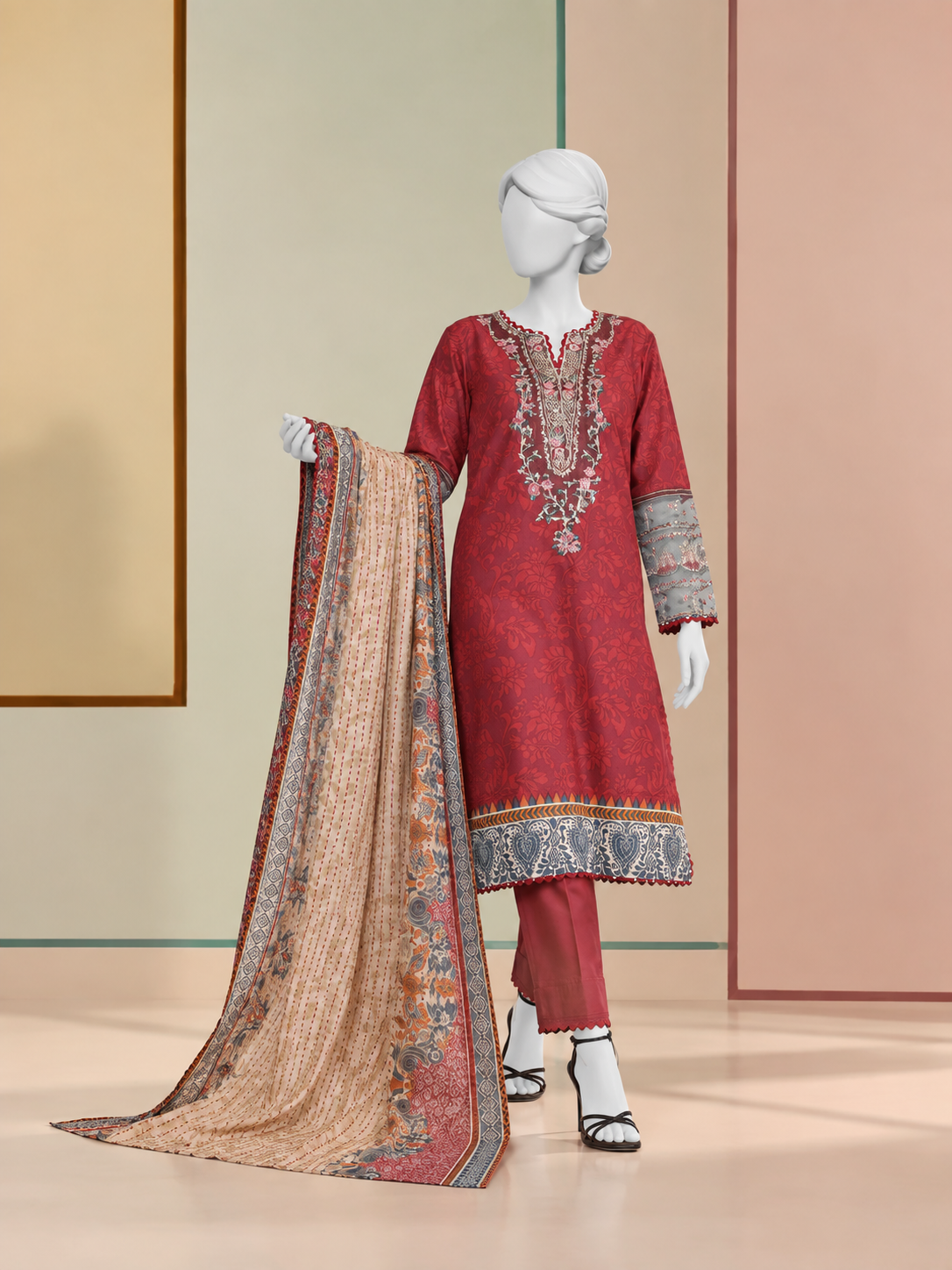 Lawn Embroidered 3 Piece Unstitched | PLU-24-1270-B