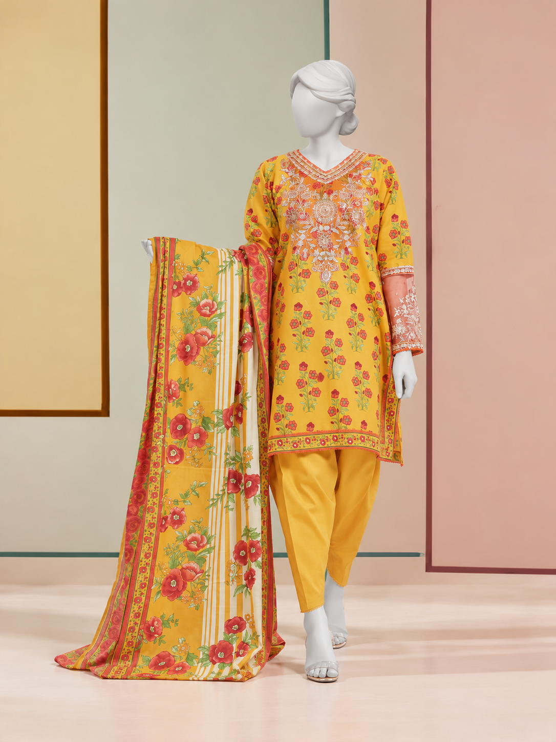 Lawn Embroidered 3 Piece Unstitched | PLU-24-1275-A