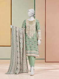 3Pc Stitched Lawn Embroidered Suit | PLS-24-1277B