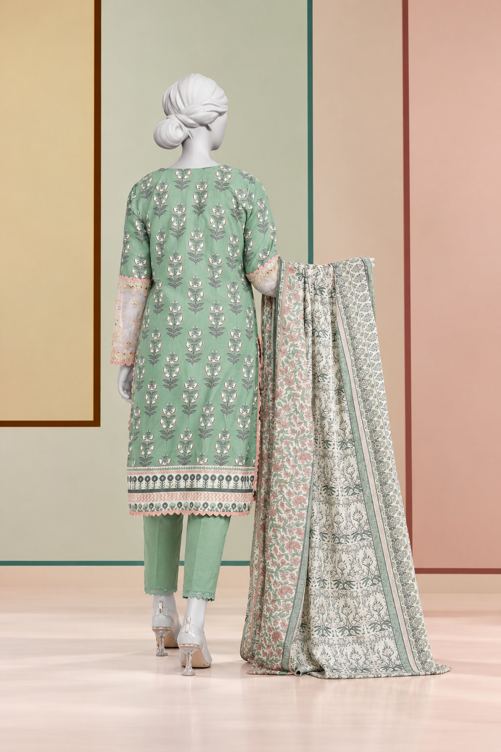 3Pc Stitched Lawn Embroidered Suit | PLS-24-1277B