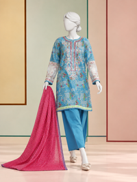 3Pc Stitched Lawn Embroidered Suit | PLS-24-1282B
