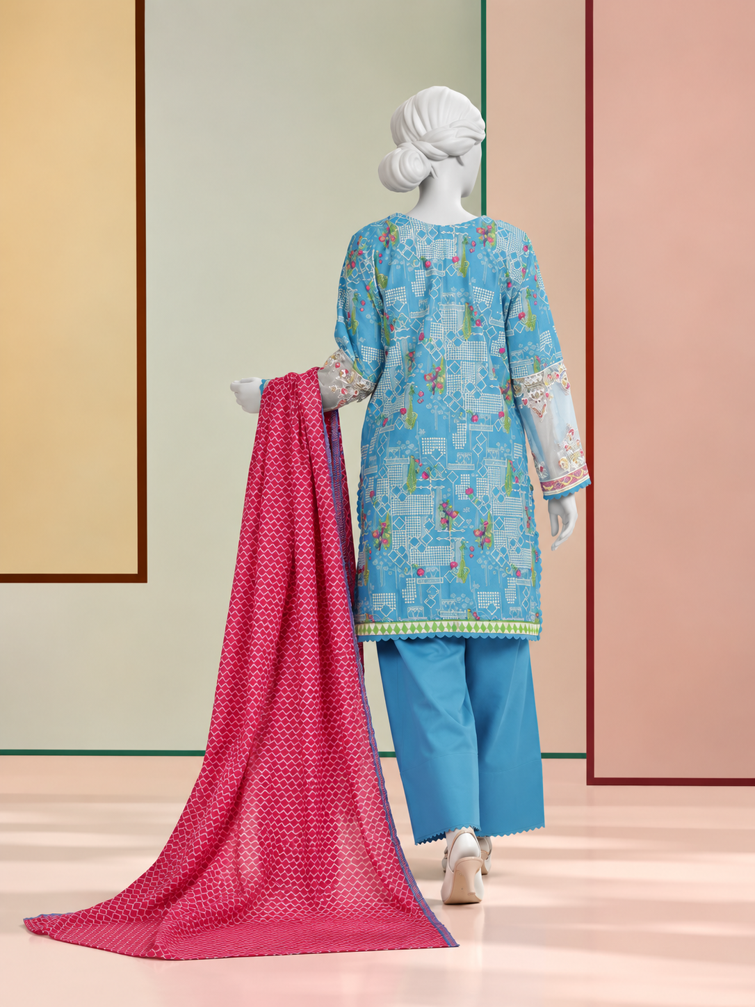 3Pc Stitched Lawn Embroidered Suit | PLS-24-1282B