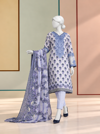3Pc Stitched Lawn Embroidered Suit | PLS-24-1287B