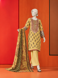 3Pc Stitched Lawn Embroidered Suit | PLS-24-1273A