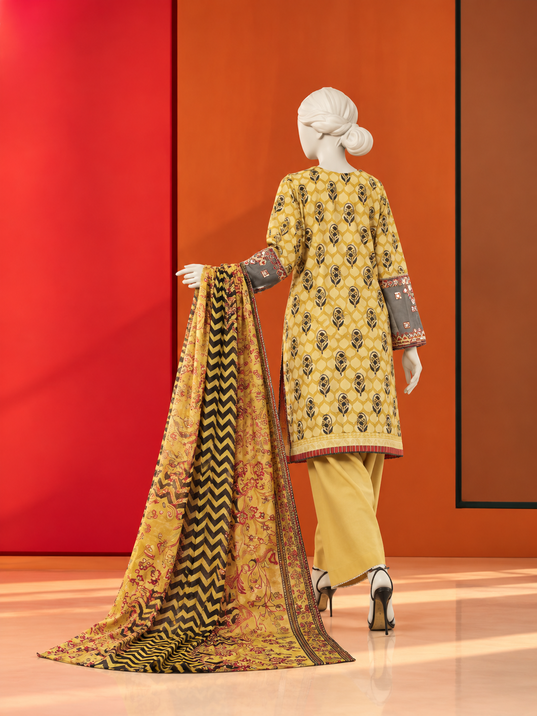 3Pc Stitched Lawn Embroidered Suit | PLS-24-1273A