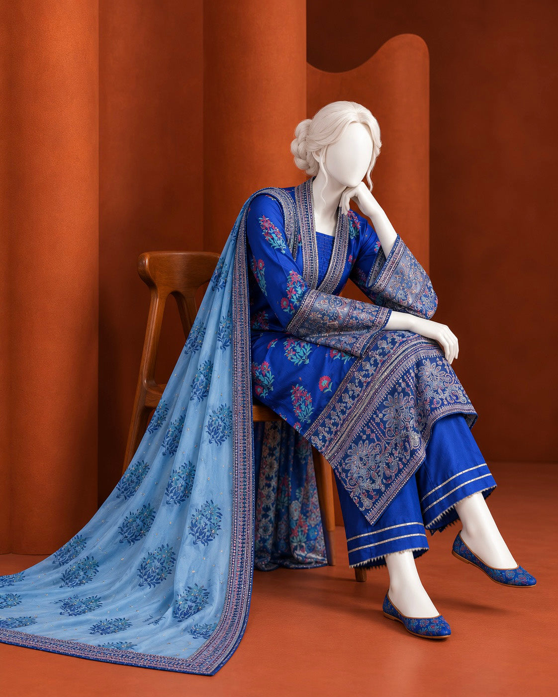 Charmuese 3Pc Stitched Suit | PJPWS-260567