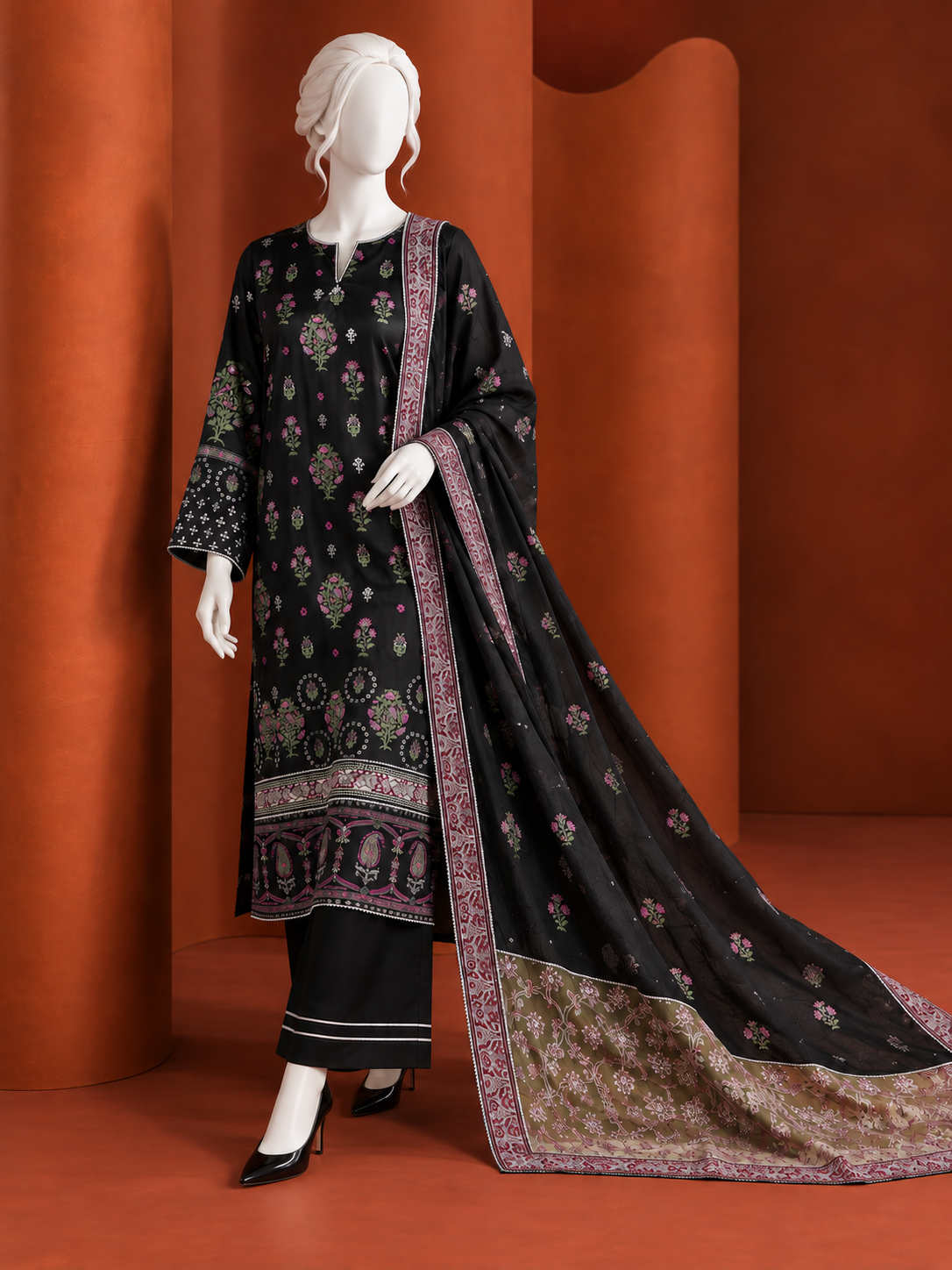 Charmuese 3Pc Stitched Suit | PJPWS-260566