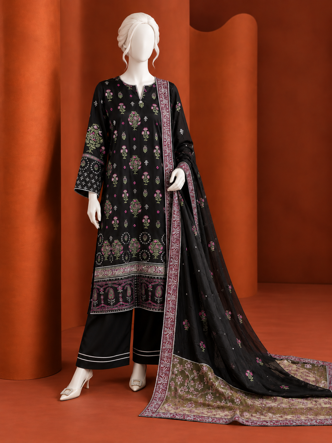 Charmuese 3Pc Stitched Suit | PJPWS-260566
