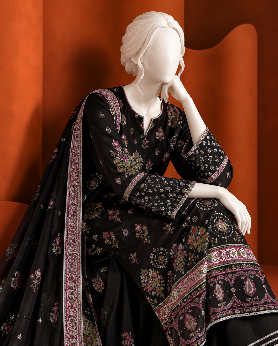 Charmuese 3Pc Stitched Suit | PJPWS-260566