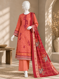 Printed Embroidered Khaddar Unstitched Suit | PJBCKU261165A
