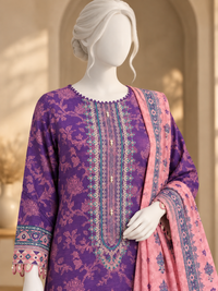 Printed Embroidered Khaddar Unstitched Suit | PJBCKU261166B