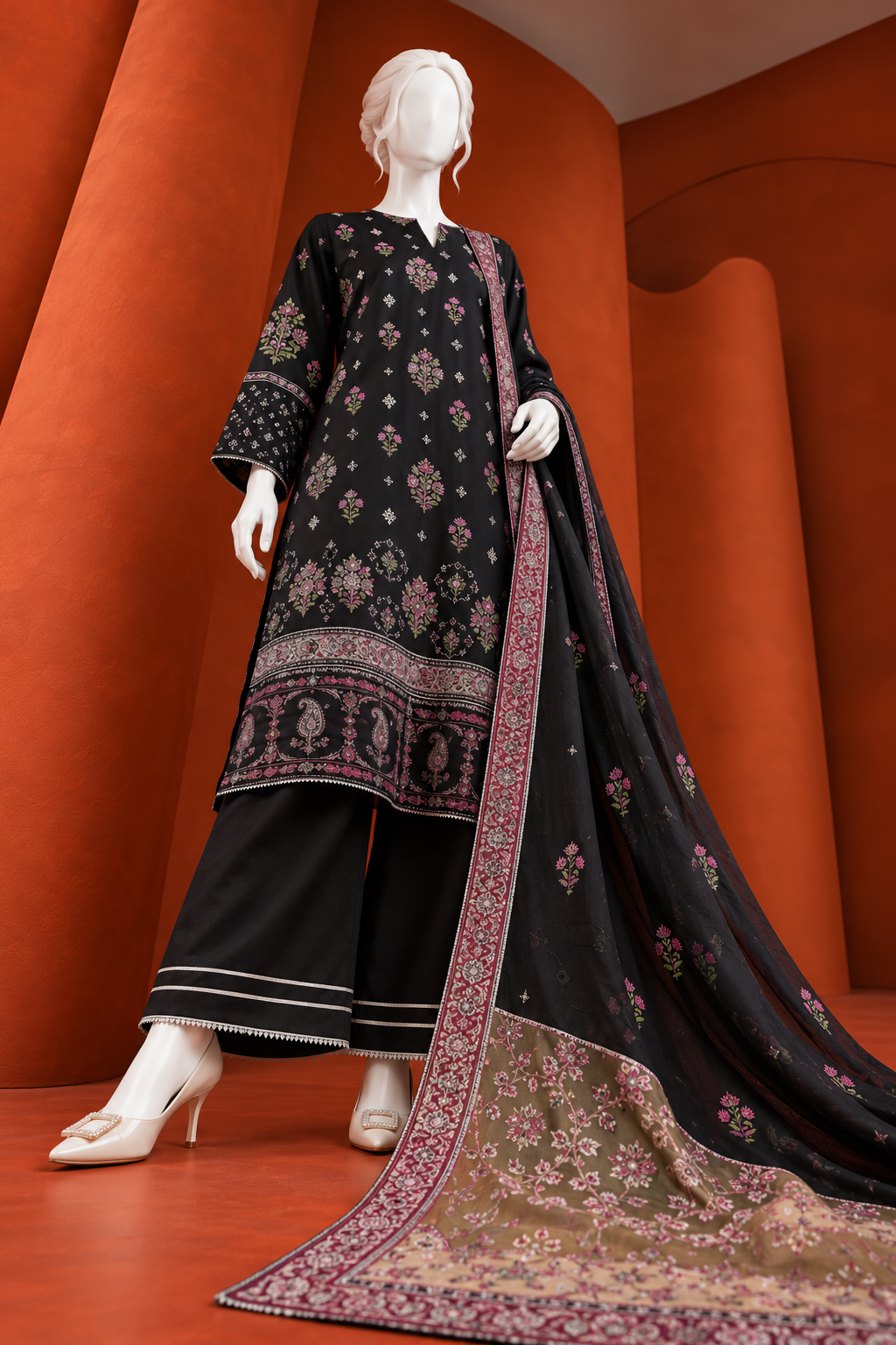 Charmuese 3Pc Stitched Suit | PJPWS-260566