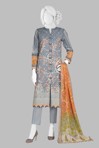 Blue Lawn Printed 3 Piece Unstitched | PLU-24-1054