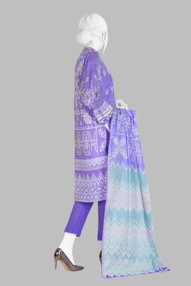 Blue Lawn Printed 3 Piece Unstitched | PLU-24-1031