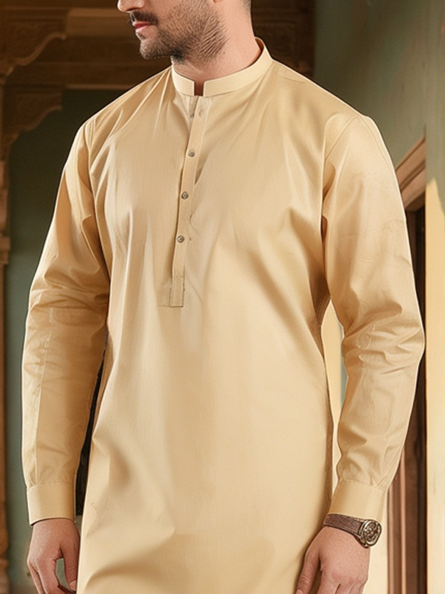 Camel Latha Unstitched Fabric | PMU-10160BX