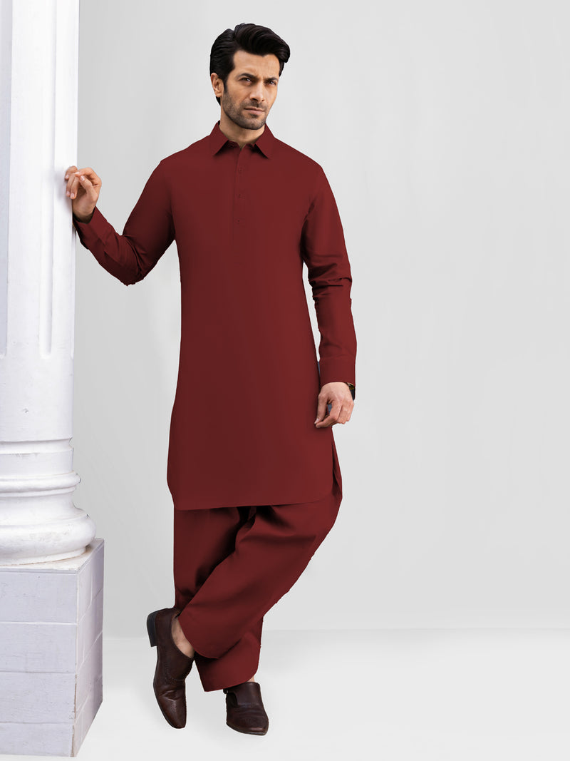 Red Cotton Kameez Shalwar | PMKS-10010