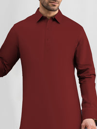 Red Cotton Kameez Shalwar | PMKS-10010