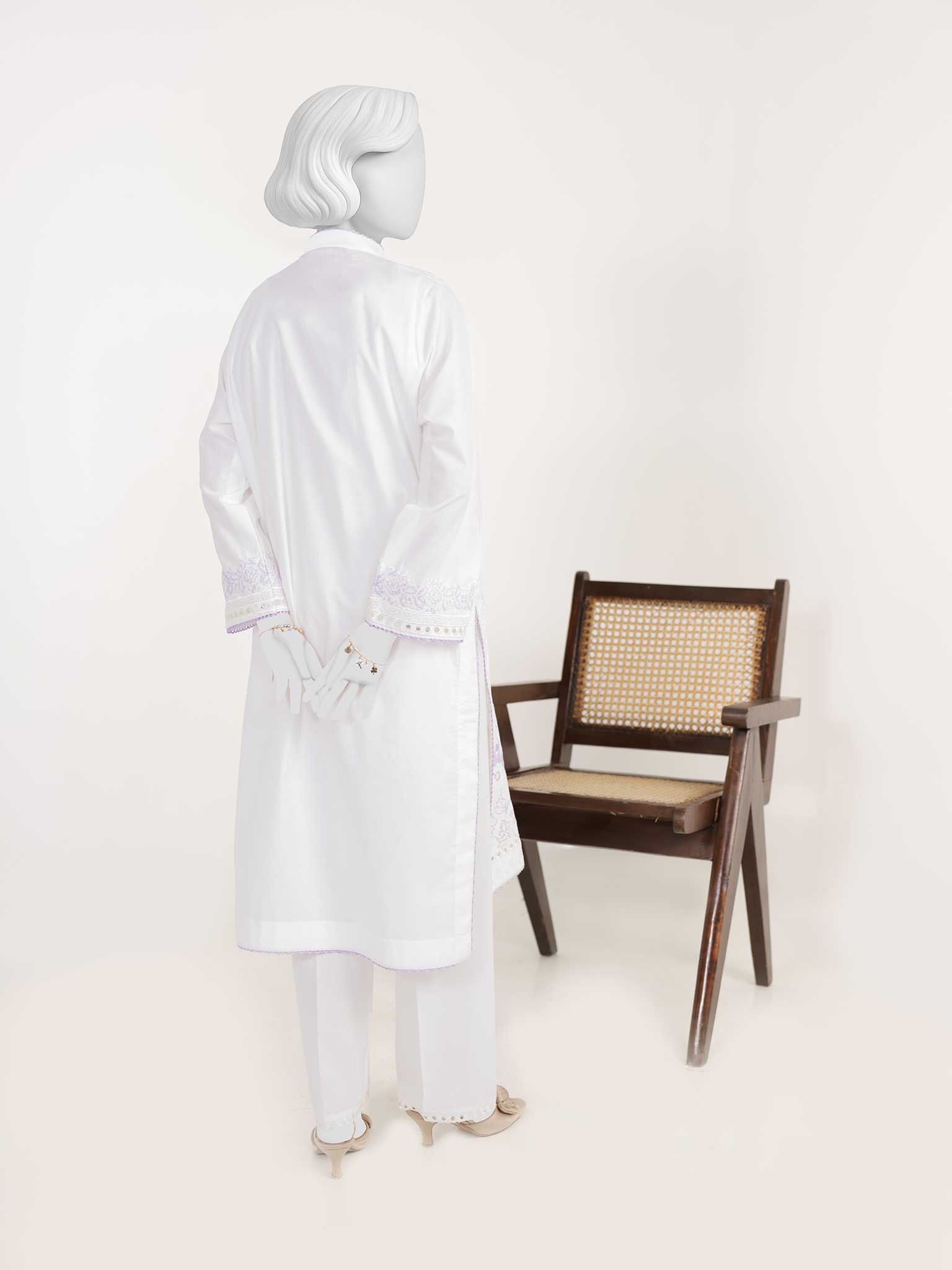 2Pc Stitched Imported Cotton Embroidered Suit | PJ-AZW-04