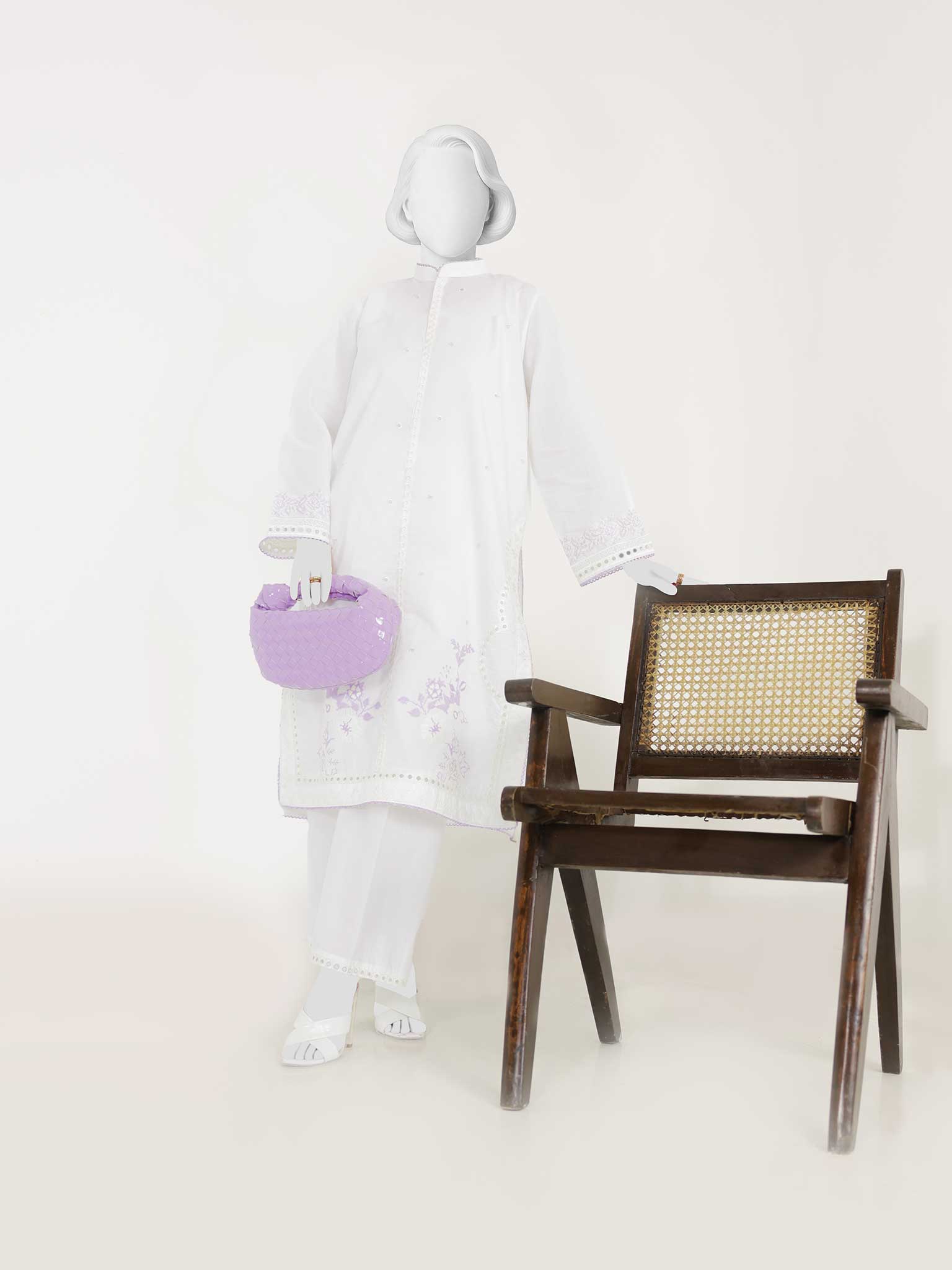 2Pc Stitched Imported Cotton Embroidered Suit | PJ-AZW-04