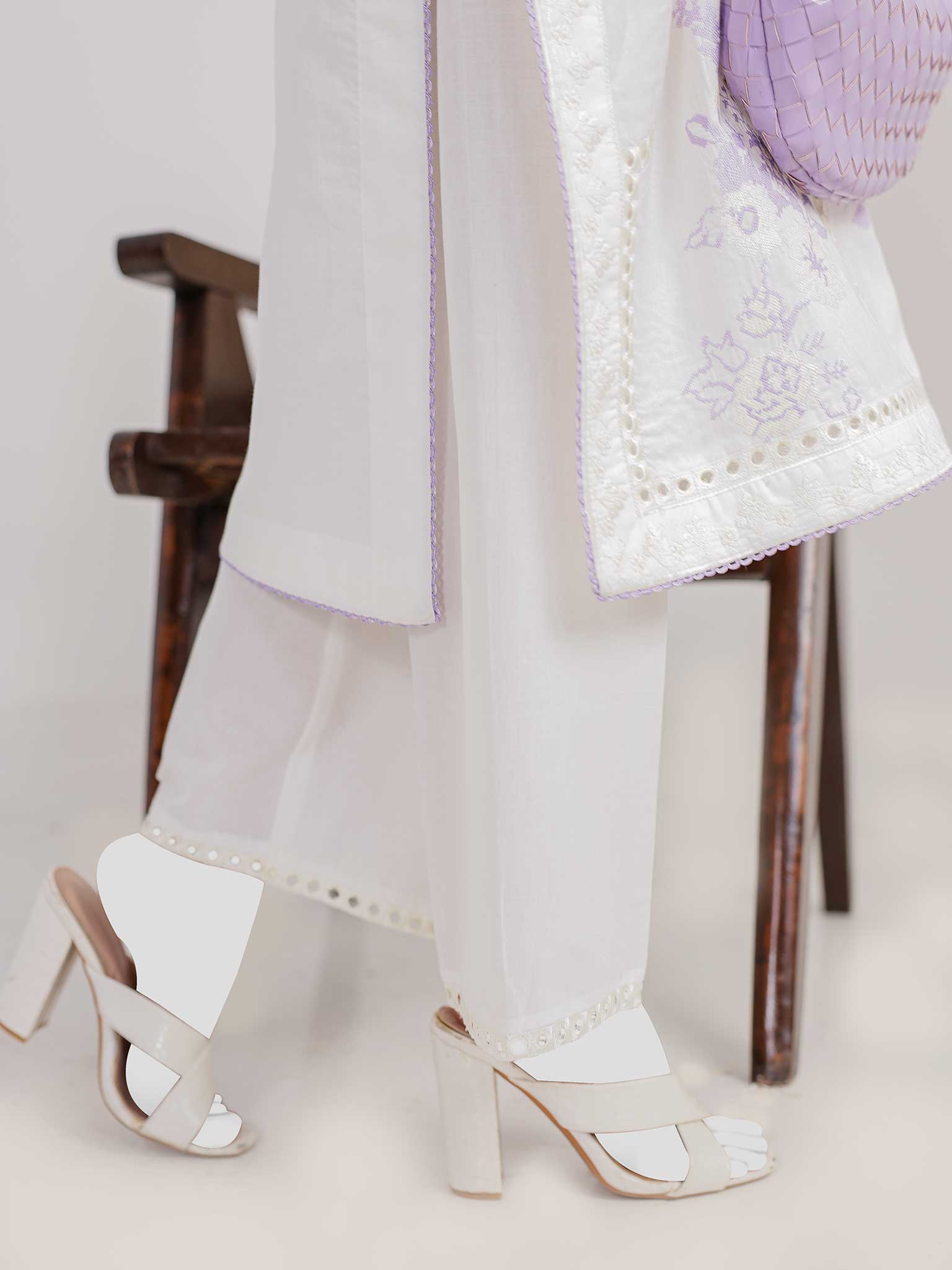 2Pc Stitched Imported Cotton Embroidered Suit | PJ-AZW-04