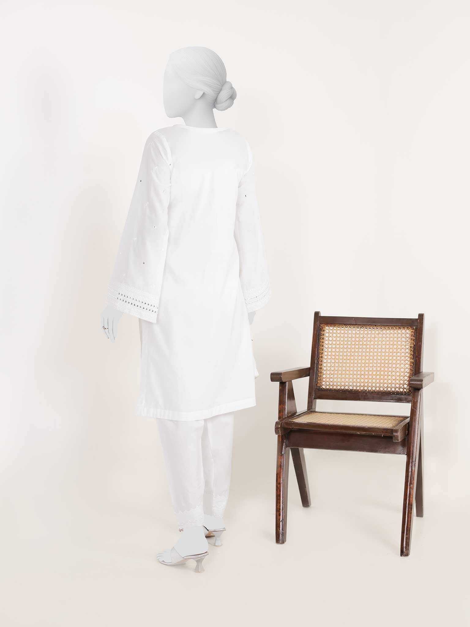 2Pc Stitched Imported Cotton Embroidered Suit | PJ-AZW-07