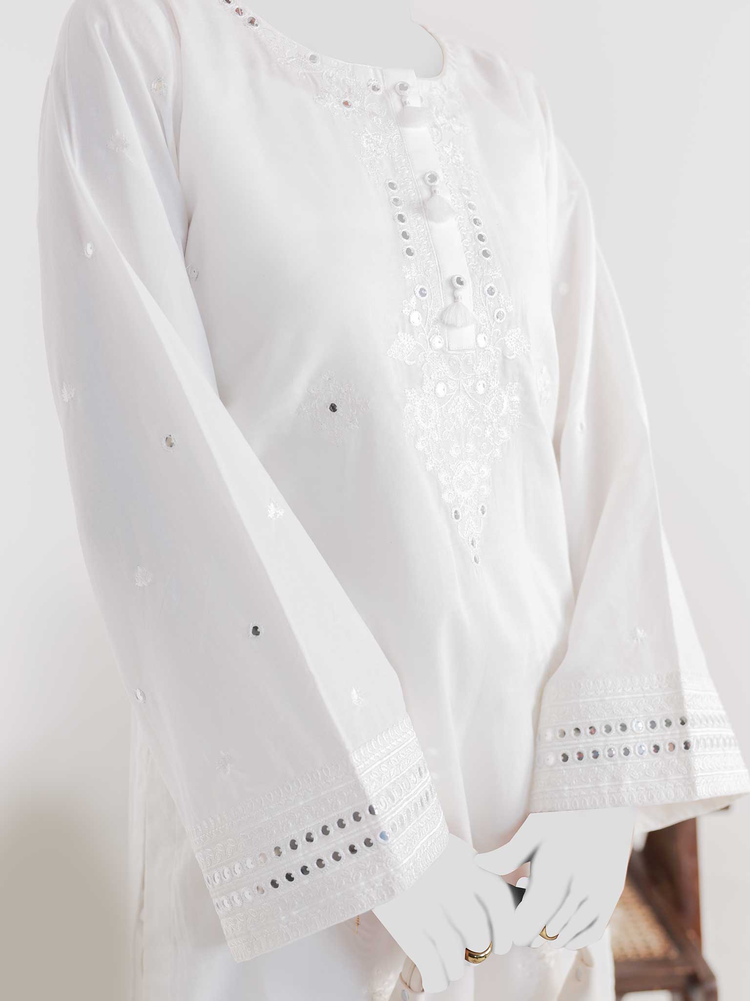 2Pc Stitched Imported Cotton Embroidered Suit | PJ-AZW-07