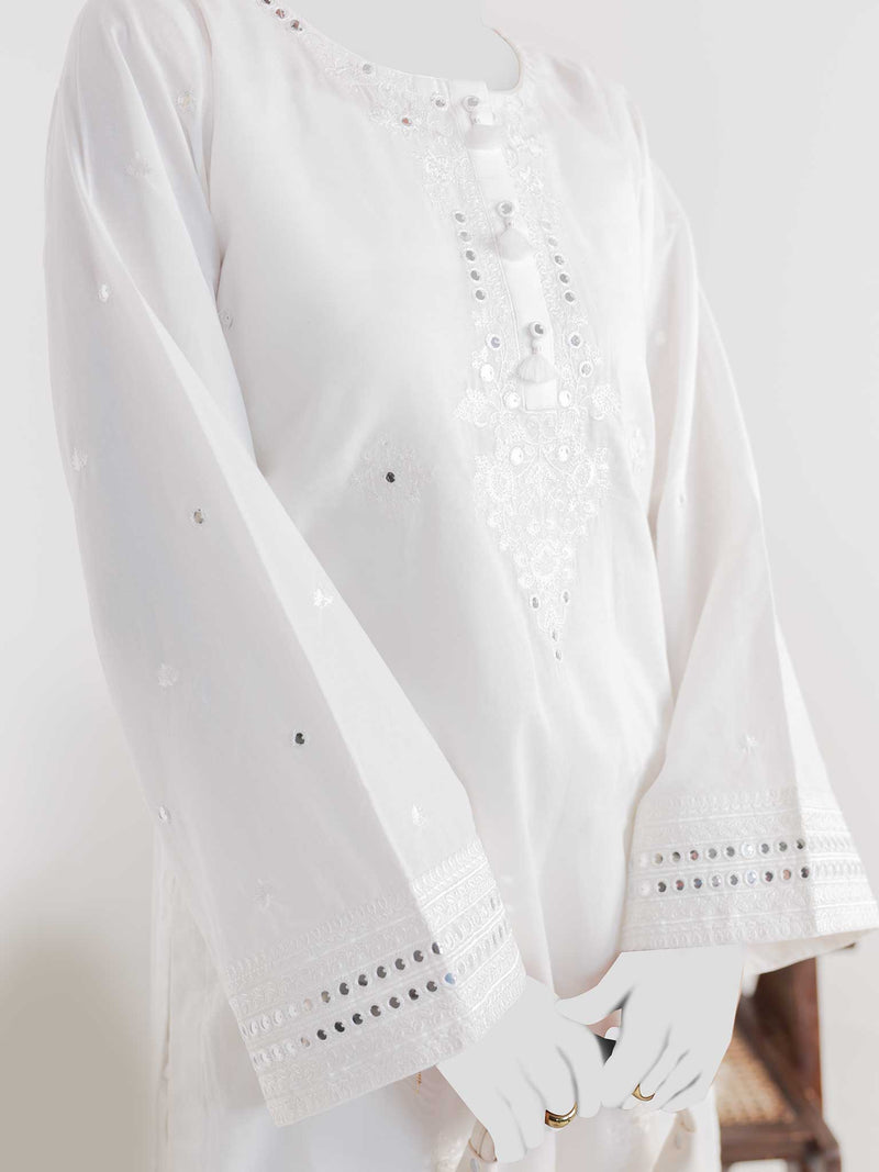 2Pc Stitched Imported Cotton Embroidered Suit | PJ-AZW-07