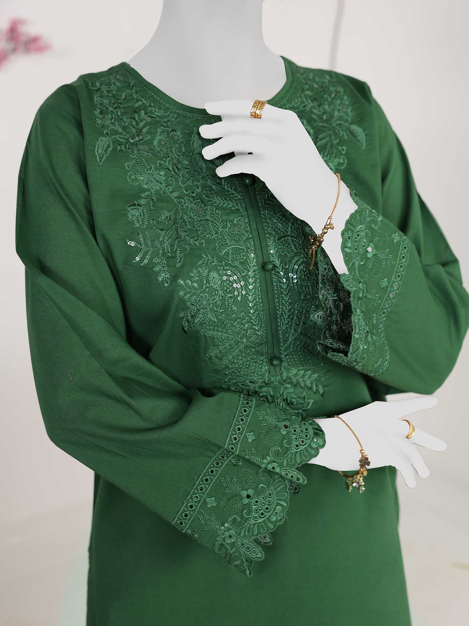 2Pc Stitched Imported Cotton Embroidered Suit | PJ-AZW-12