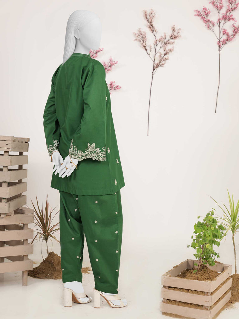 2Pc Stitched Imported Cotton Embroidered Suit | PJ-AZW-13