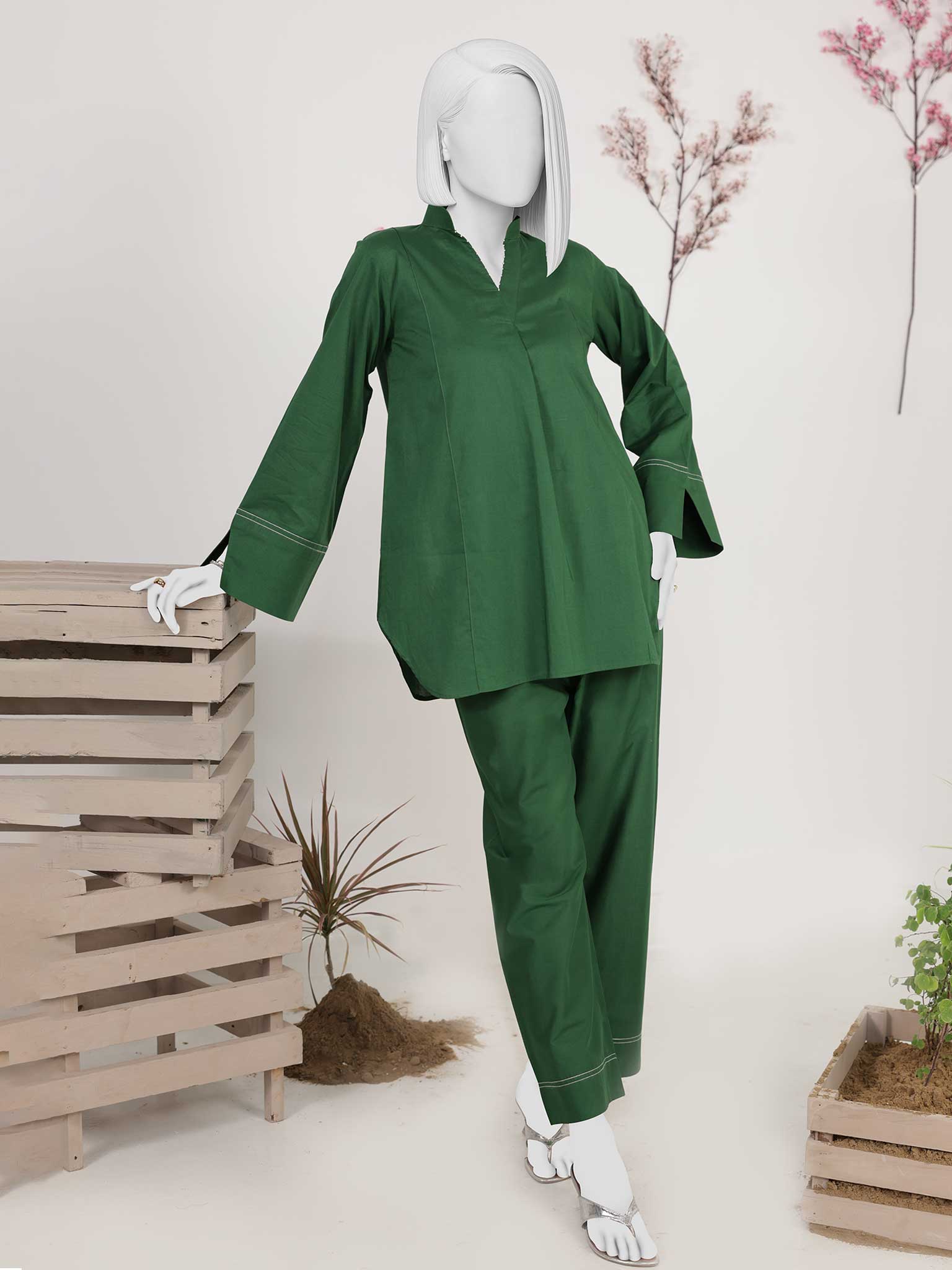 2Pc Stitched Imported Cotton Suit | PJ-AZW-14