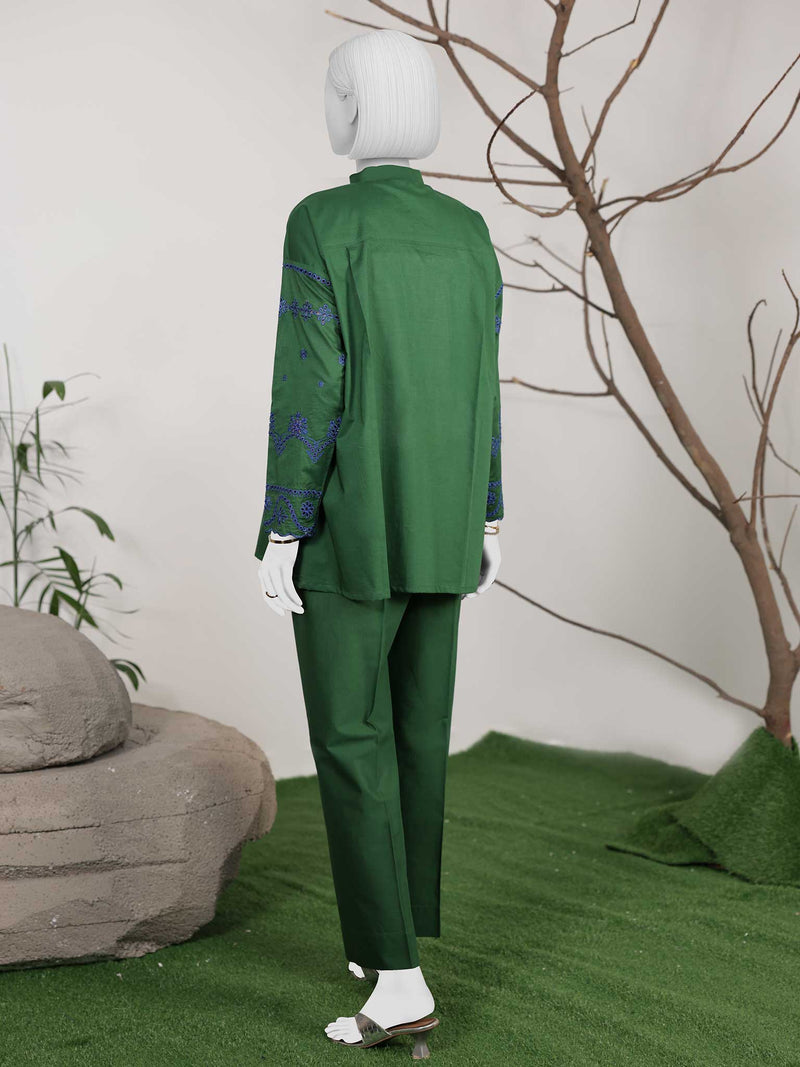 2Pc Stitched Imported Cotton Embroidered Suit | PJ-AZW-15