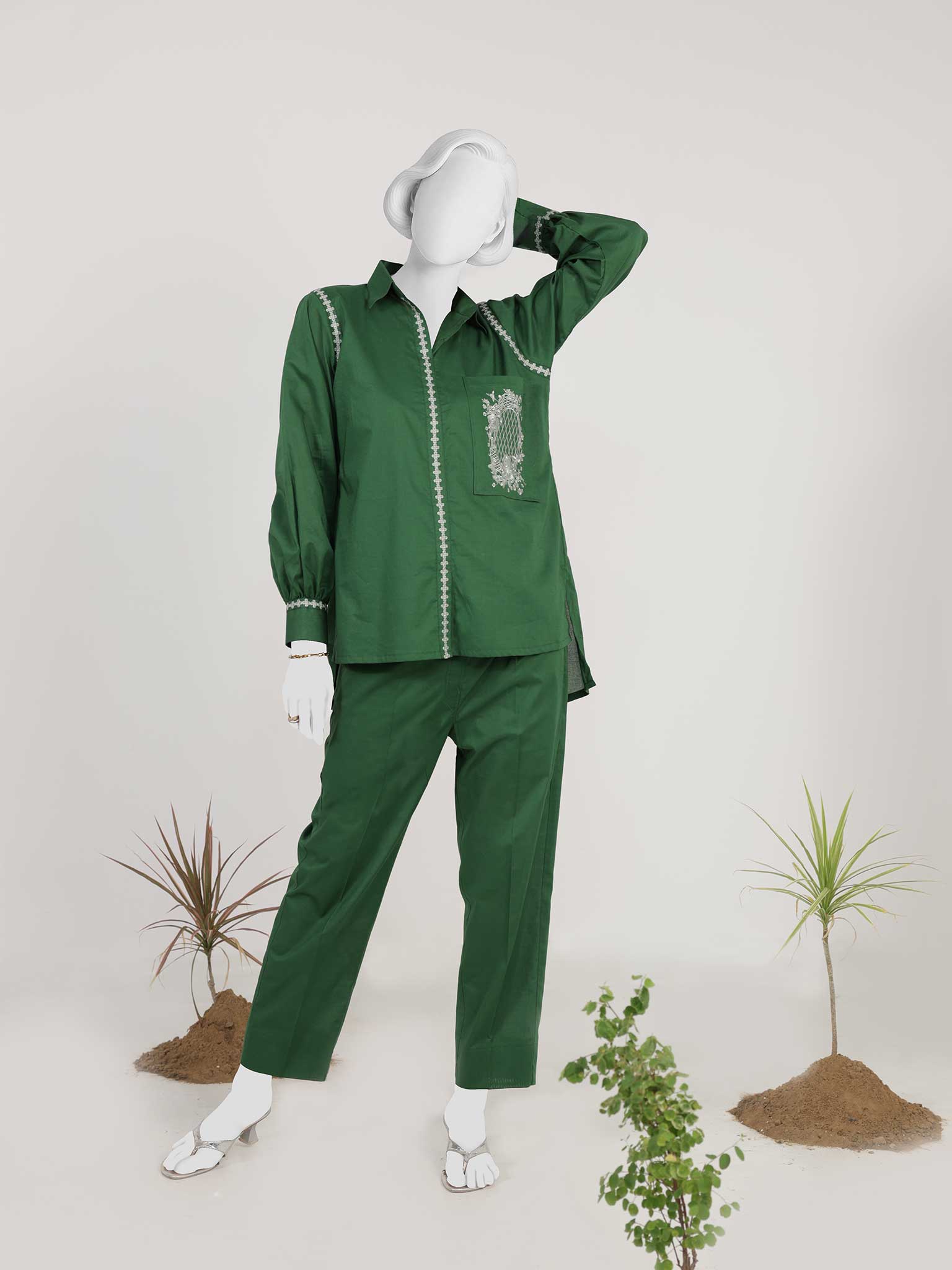 2Pc Stitched Imported Cotton Embroidered Suit | PJ-AZW-17