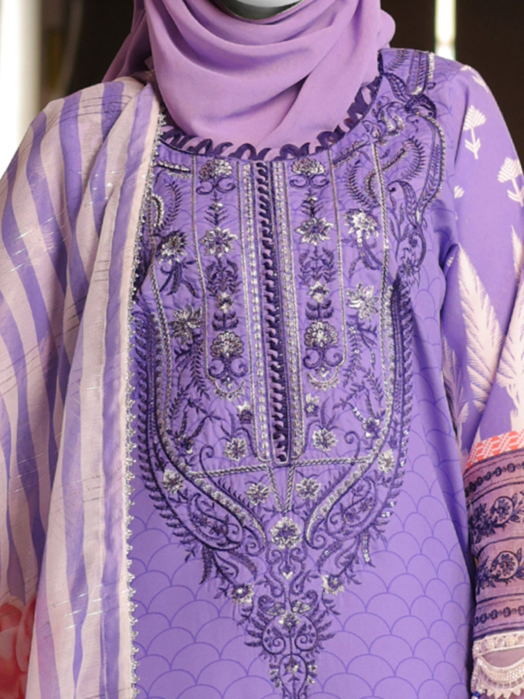 Purple Embroidered 3Pc Unstitched Suit | PJ-ESSU-24-0701