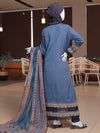 Blue Embroidered 3Pc Unstitched Suit | PJ-ESSU-24-0705